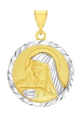 itsy-bitsy round Virgin Mary two tone gold baby charm